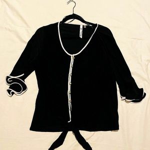 NY Collection Top Womens XL Petite Black Button Up